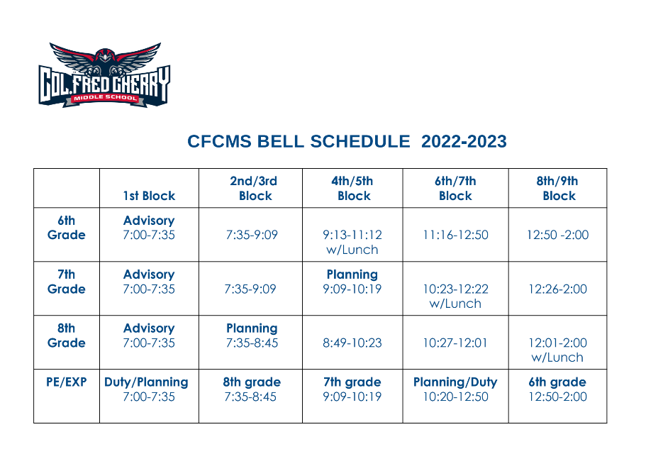 2022-23 Bell Schedule